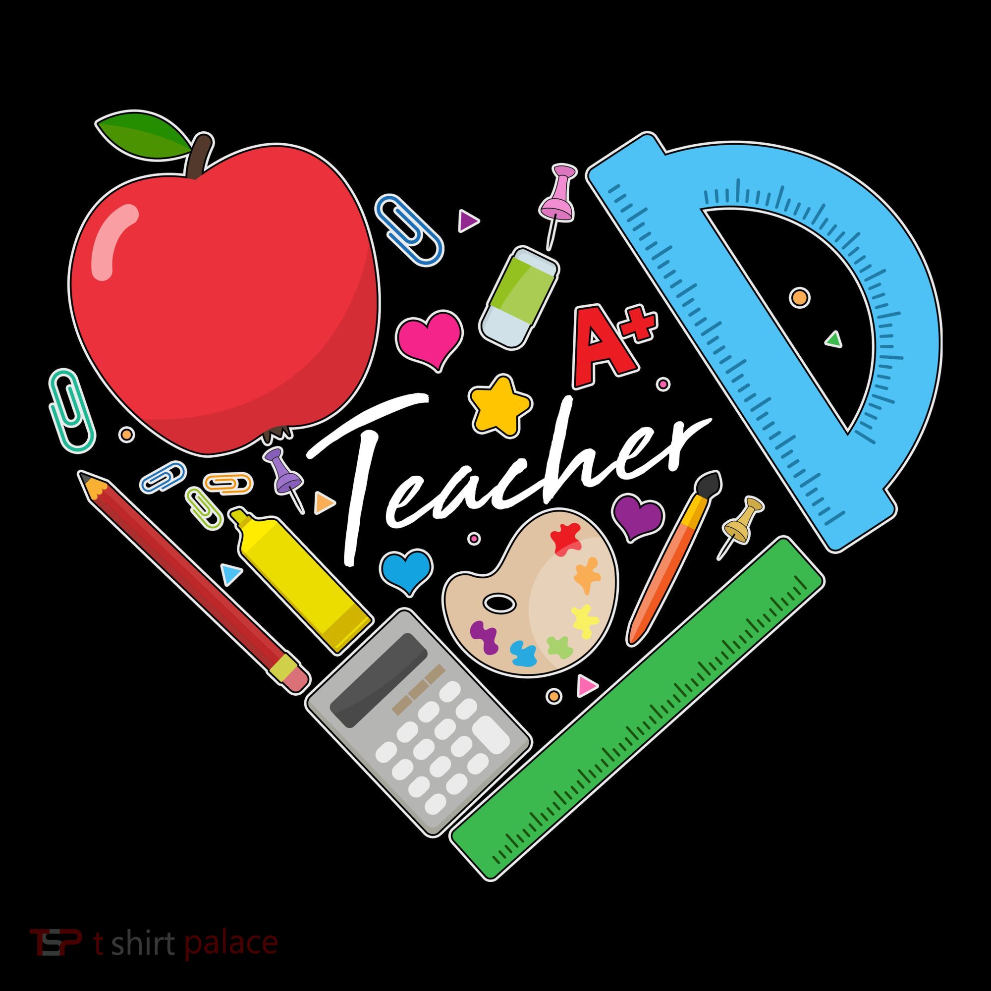 Cute Cool Teacher School Tools Heart Ornament