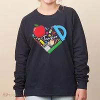 Cute Cool Teacher School Tools Heart Women's Sweatshirt thumb 0