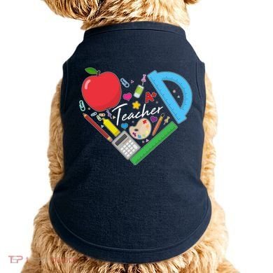 Cute Cool Teacher School Tools Heart Doggie Tank