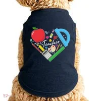 Cute Cool Teacher School Tools Heart Doggie Tank thumb 0