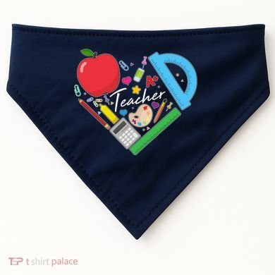Cute Cool Teacher School Tools Heart USA-Made Doggie Bandana