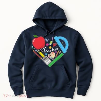 Cute Cool Teacher School Tools Heart Hoodie