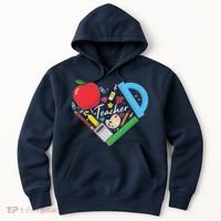 Cute Cool Teacher School Tools Heart Hoodie thumb 0