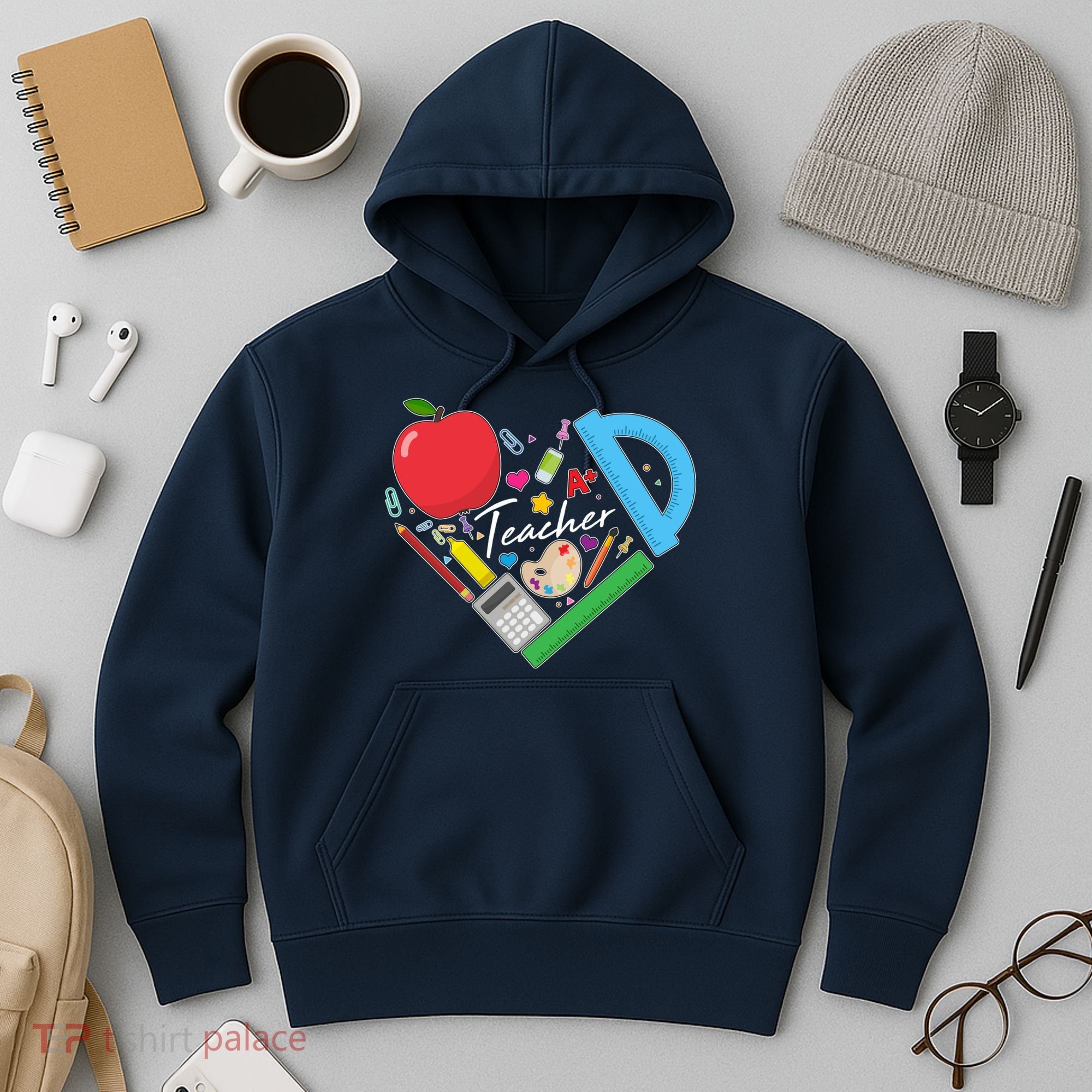 Cute Cool Teacher School Tools Heart Hoodie
