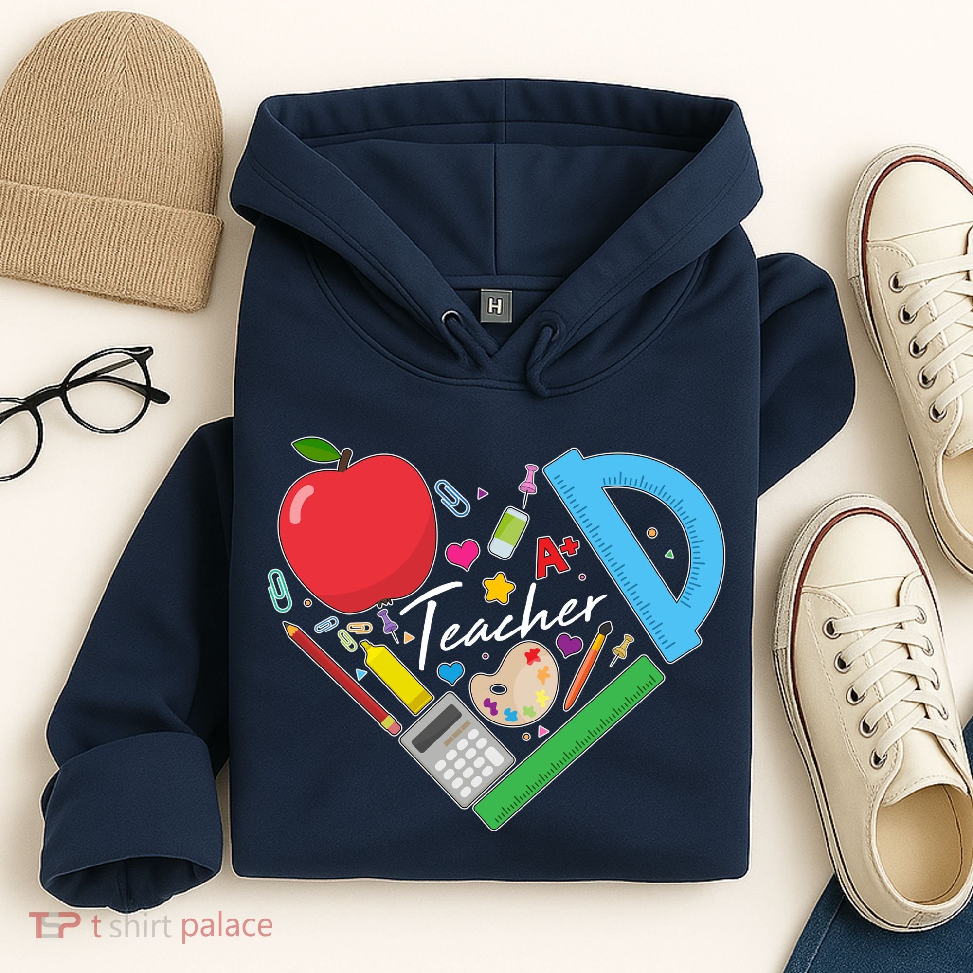 Cute Cool Teacher School Tools Heart Hoodie