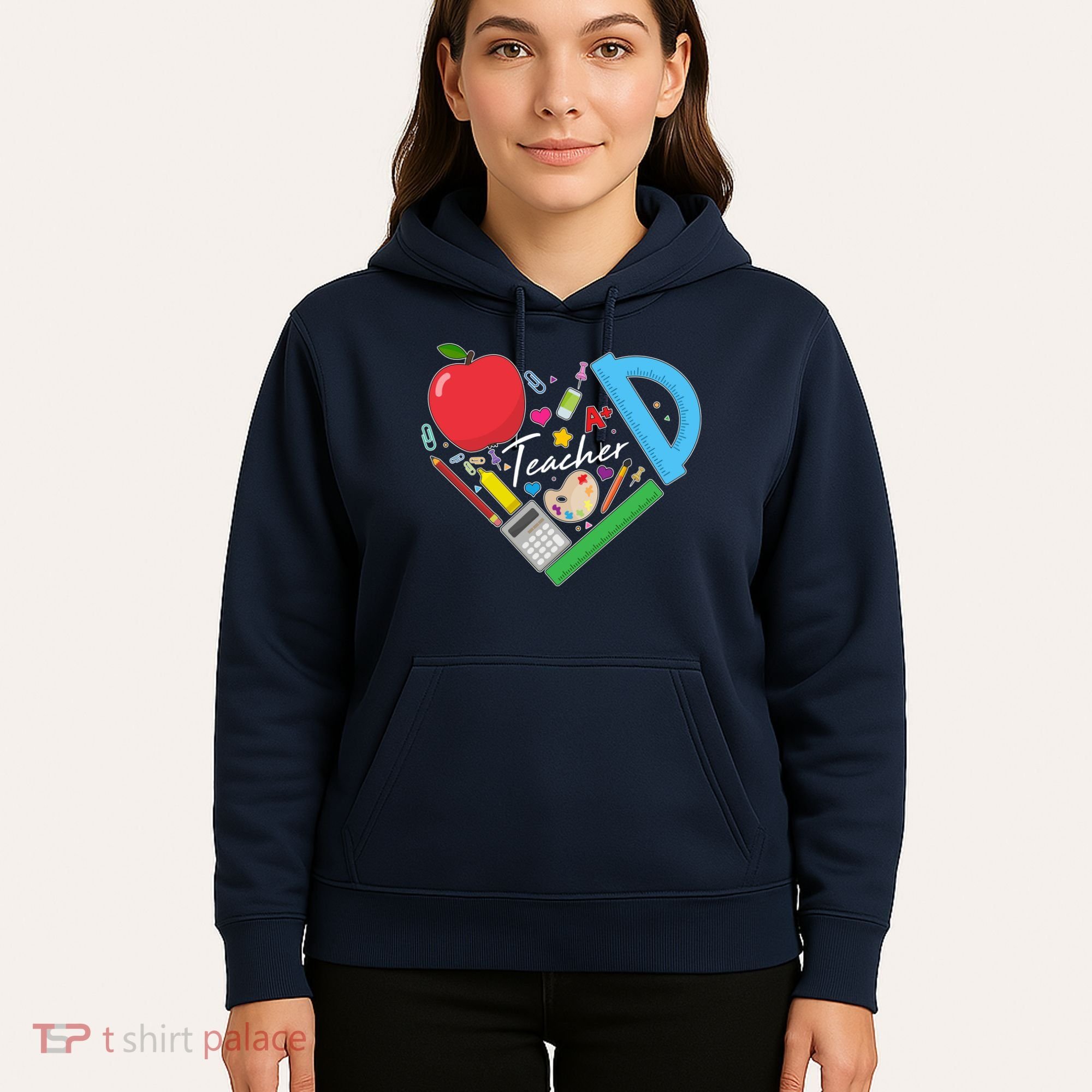 Cute Cool Teacher School Tools Heart Hoodie