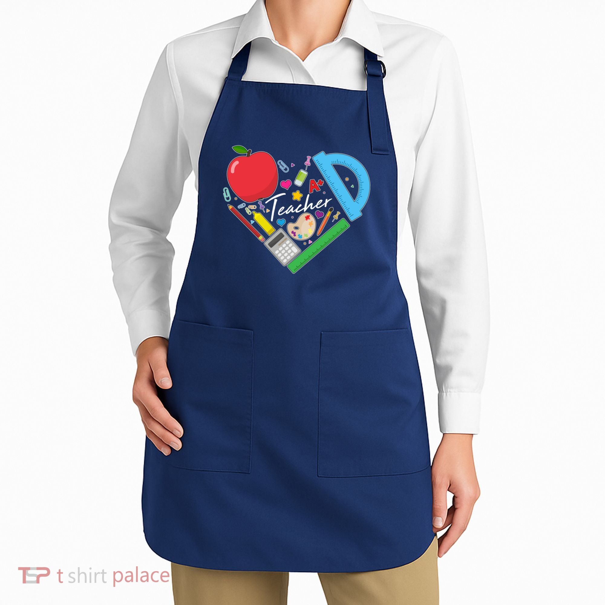 Cute Cool Teacher School Tools Heart Apron