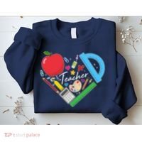 Cute Cool Teacher School Tools Heart Sweatshirt thumb 2