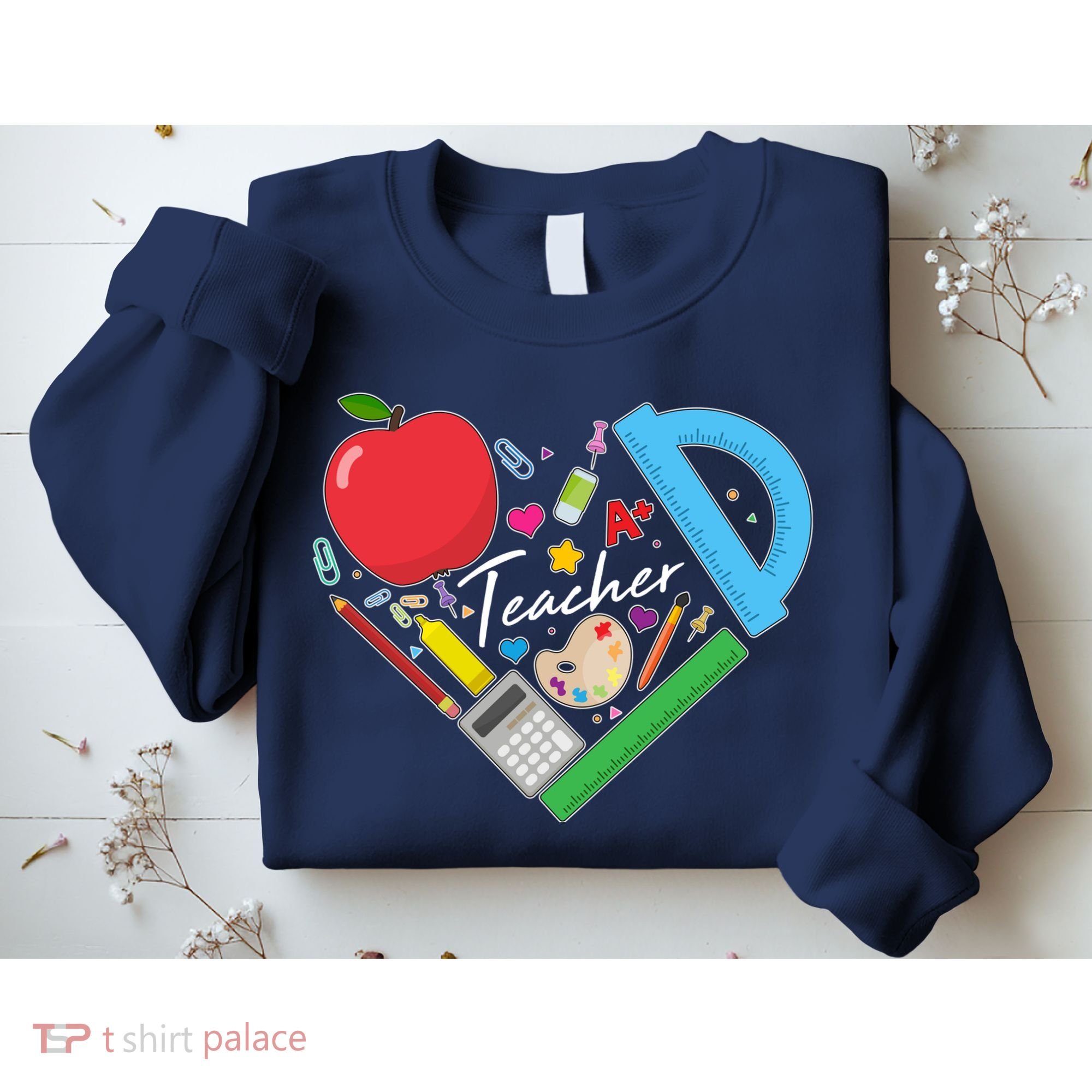 Cute Cool Teacher School Tools Heart Sweatshirt