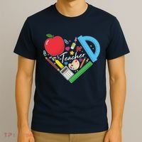 Cute Cool Teacher School Tools Heart T-Shirt thumb 3