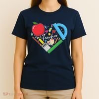 Cute Cool Teacher School Tools Heart T-Shirt thumb 4