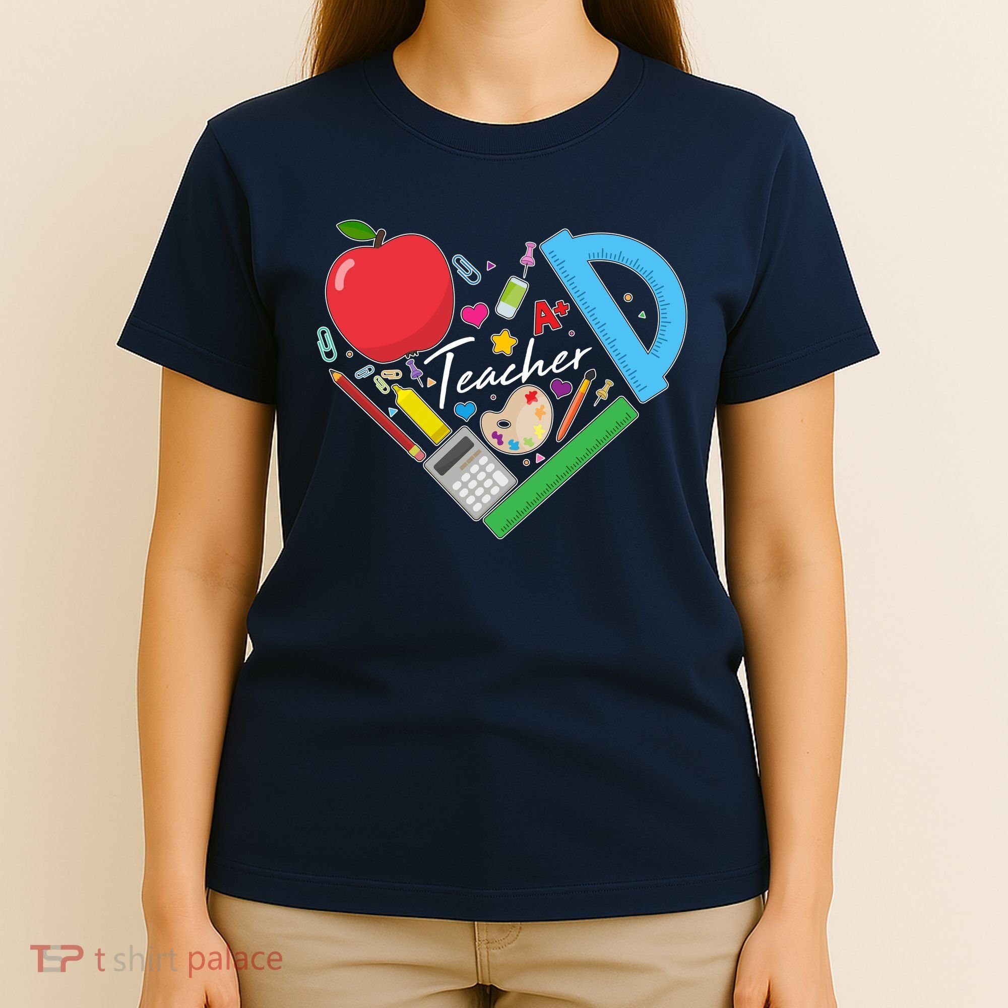 Cute Cool Teacher School Tools Heart T-Shirt