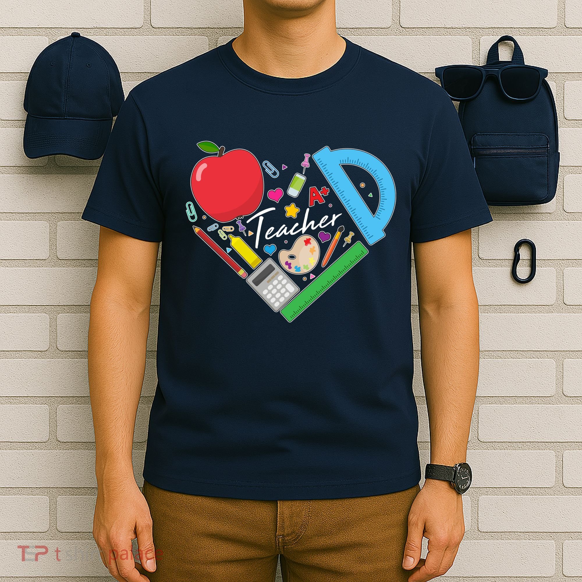 Cute Cool Teacher School Tools Heart T-Shirt