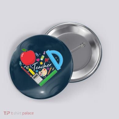 Cute Cool Teacher School Tools Heart Button