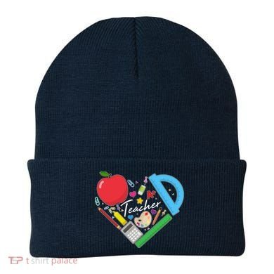 Cute Cool Teacher School Tools Heart Beanie