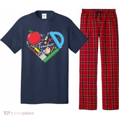 Cute Cool Teacher School Tools Heart Pajama Set