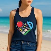 Cute Cool Teacher School Tools Heart Women's Tank Top thumb 2