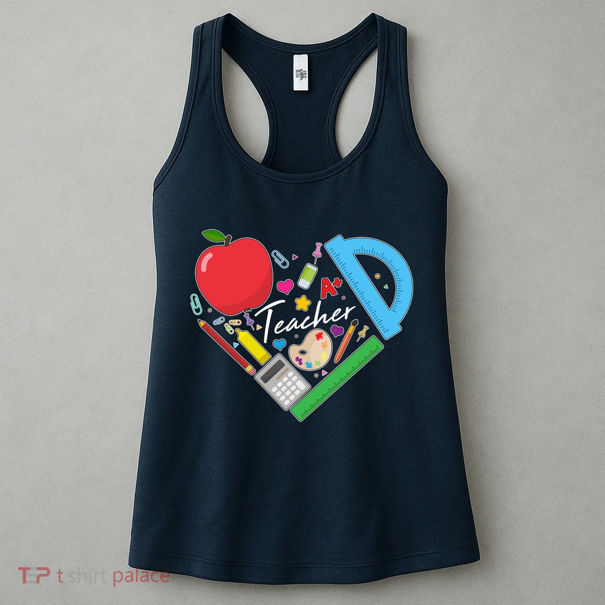 Cute Cool Teacher School Tools Heart Women's Tank Top