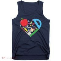 Cute Cool Teacher School Tools Heart Tank Top thumb 0