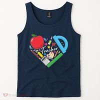 Cute Cool Teacher School Tools Heart Tank Top thumb 2