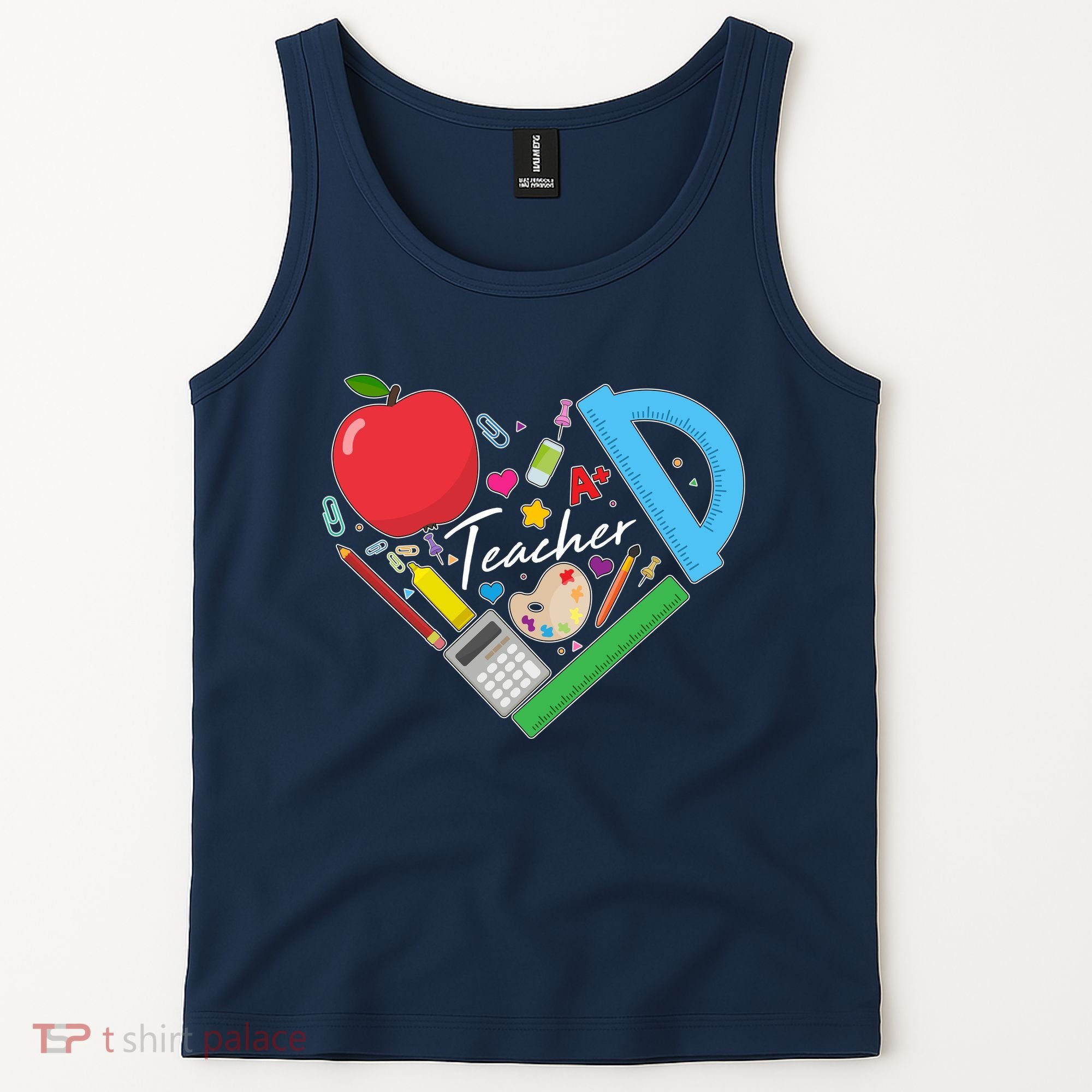 Cute Cool Teacher School Tools Heart Tank Top