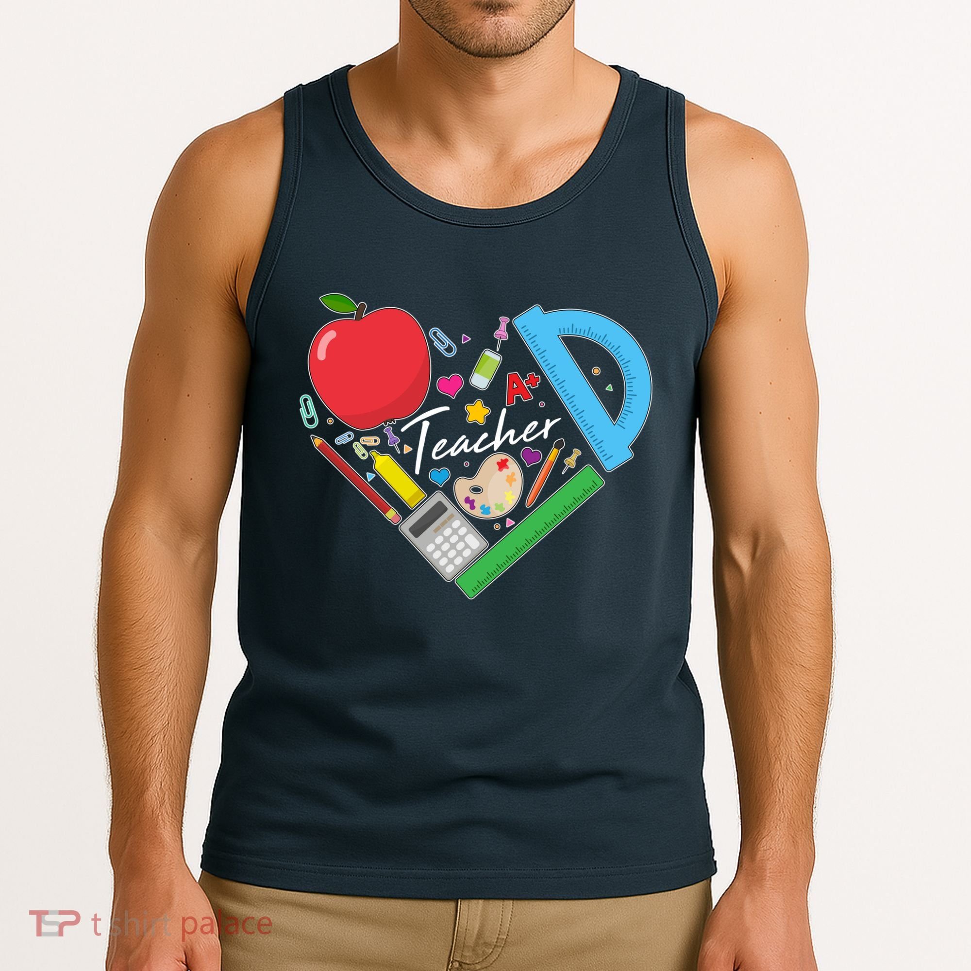 Cute Cool Teacher School Tools Heart Tank Top