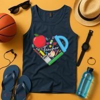 Cute Cool Teacher School Tools Heart Tank Top thumb 4
