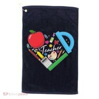 Cute Cool Teacher School Tools Heart Golf Towel thumb 0