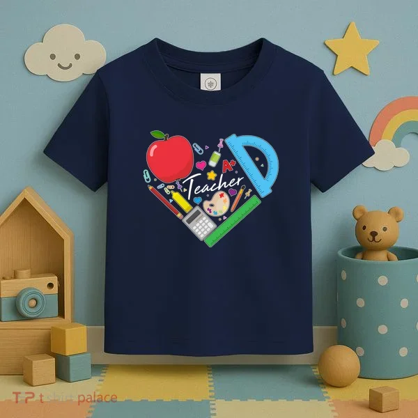 Cute Cool Teacher School Tools Heart Toddler T-Shirt