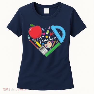 Cute Cool Teacher School Tools Heart Women's T-Shirt