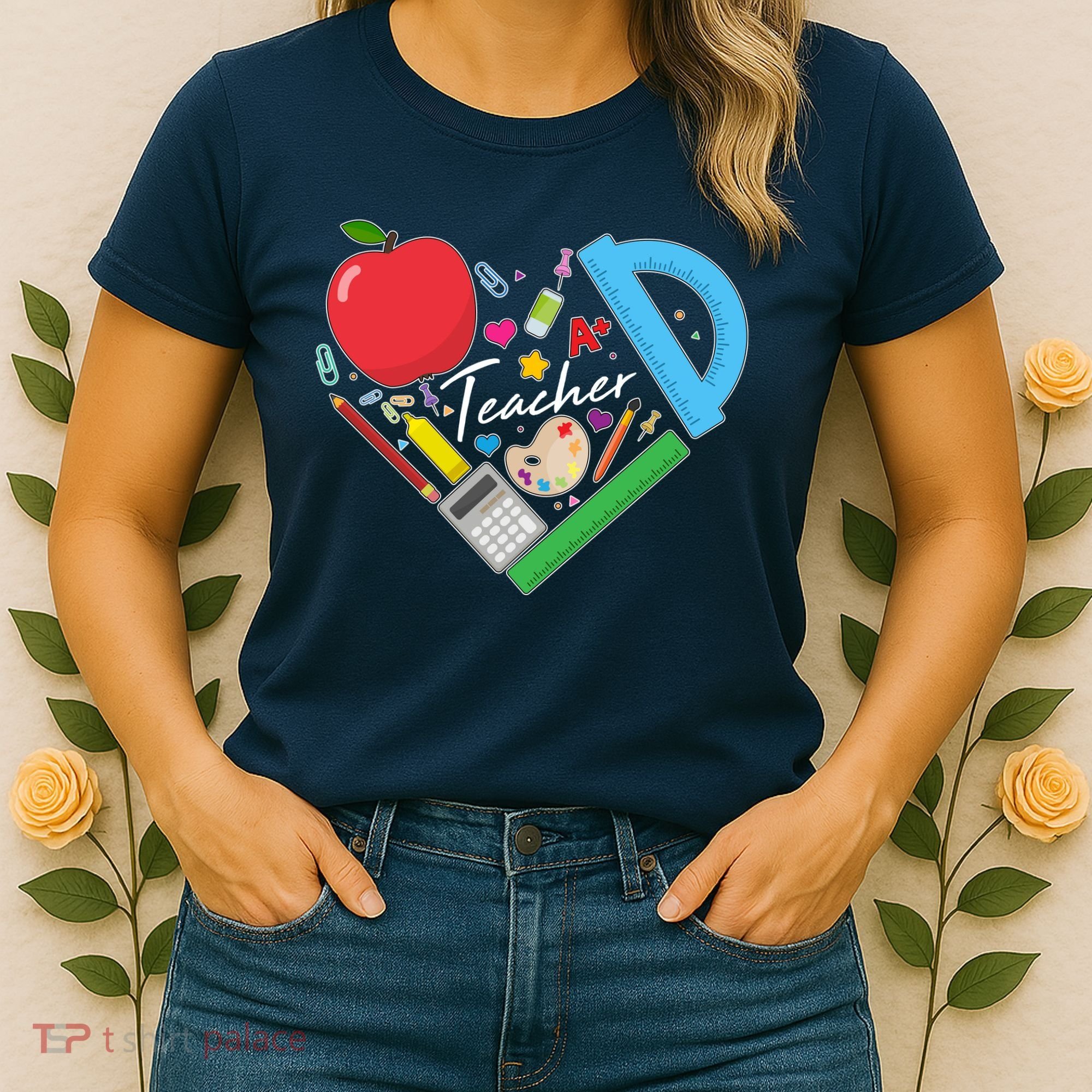 Cute Cool Teacher School Tools Heart Women's T-Shirt