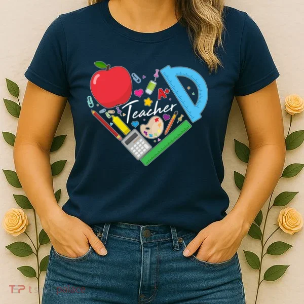 Cute Cool Teacher School Tools Heart Women's T-Shirt