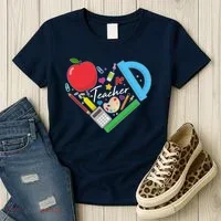 Cute Cool Teacher School Tools Heart Women's T-Shirt thumb 3