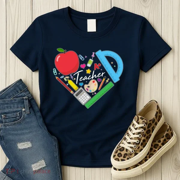 Cute Cool Teacher School Tools Heart Women's T-Shirt