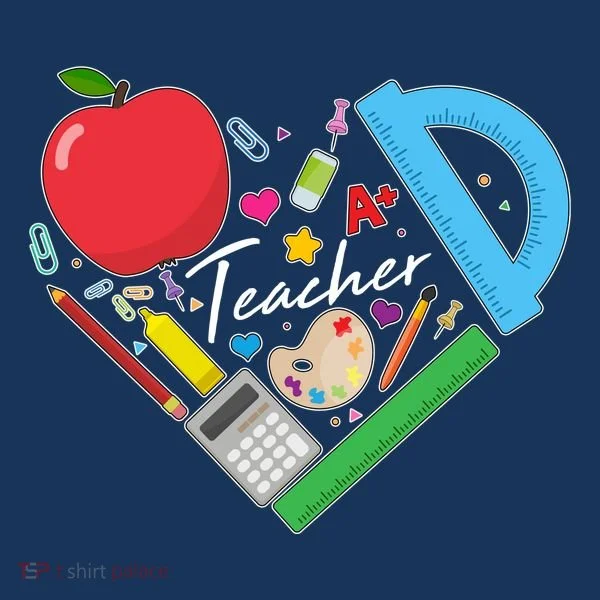 Cute Cool Teacher School Tools Heart Women's T-Shirt