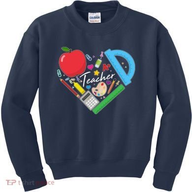 Cute Cool Teacher School Tools Heart Kids Sweatshirt
