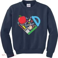 Cute Cool Teacher School Tools Heart Kids Sweatshirt thumb 0