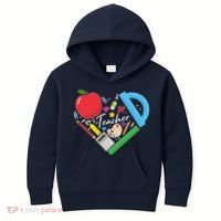 Cute Cool Teacher School Tools Heart Kids Hoodie thumb 0