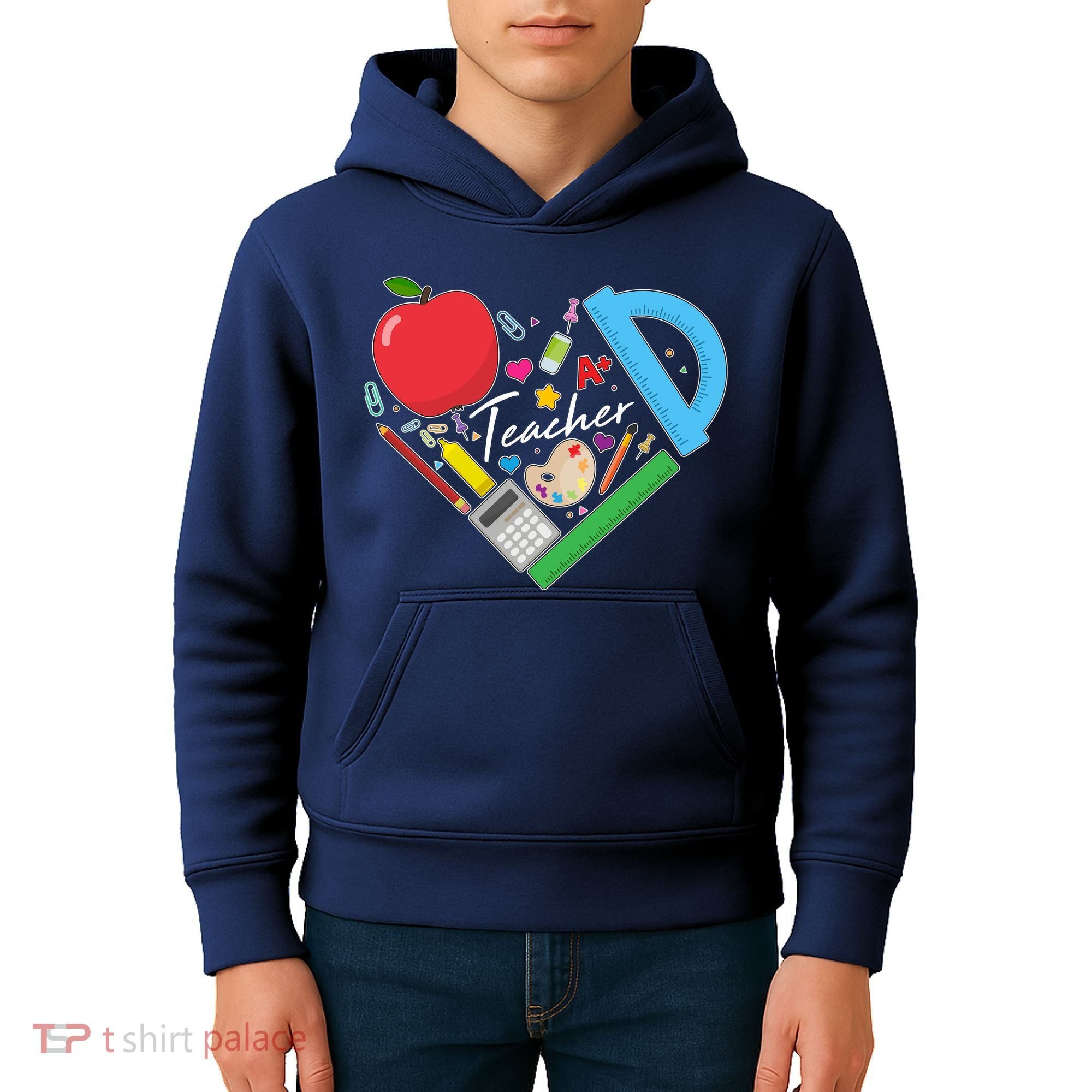 Cute Cool Teacher School Tools Heart Kids Hoodie