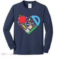 Cute Cool Teacher School Tools Heart Kids Long Sleeve Shirt thumb 0