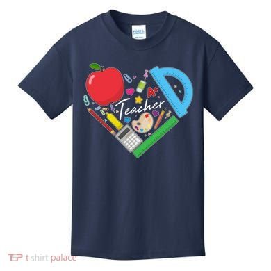 Cute Cool Teacher School Tools Heart Kids T-Shirt