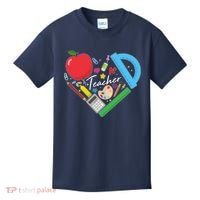Cute Cool Teacher School Tools Heart Kids T-Shirt thumb 0