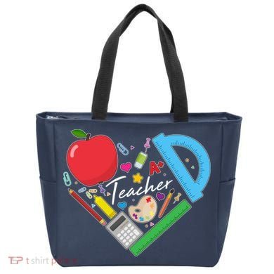 Cute Cool Teacher School Tools Heart Tote Bag