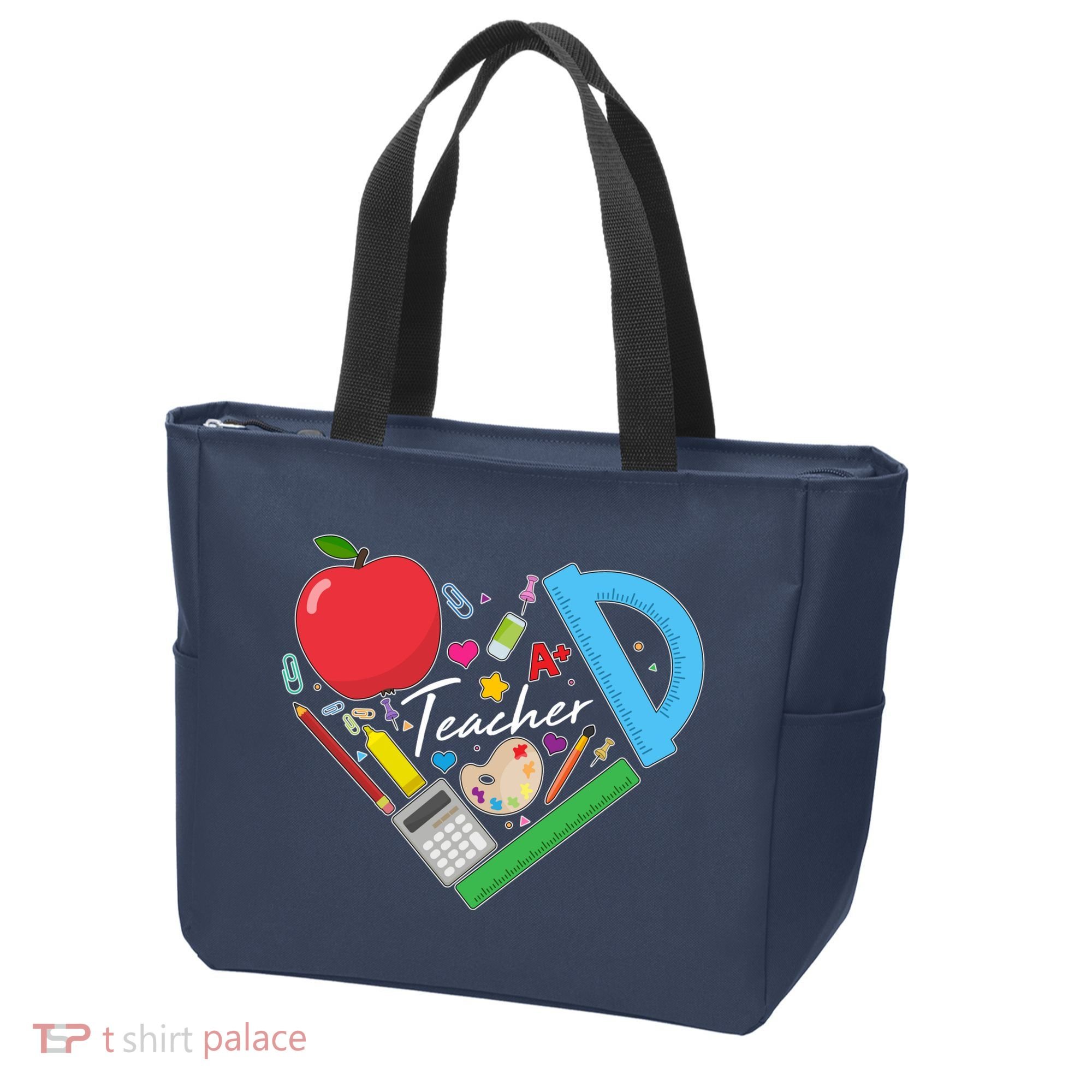 Cute Cool Teacher School Tools Heart Tote Bag