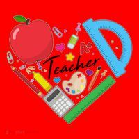 Cute Cool Teacher School Tools Heart Santa Hat thumb 1