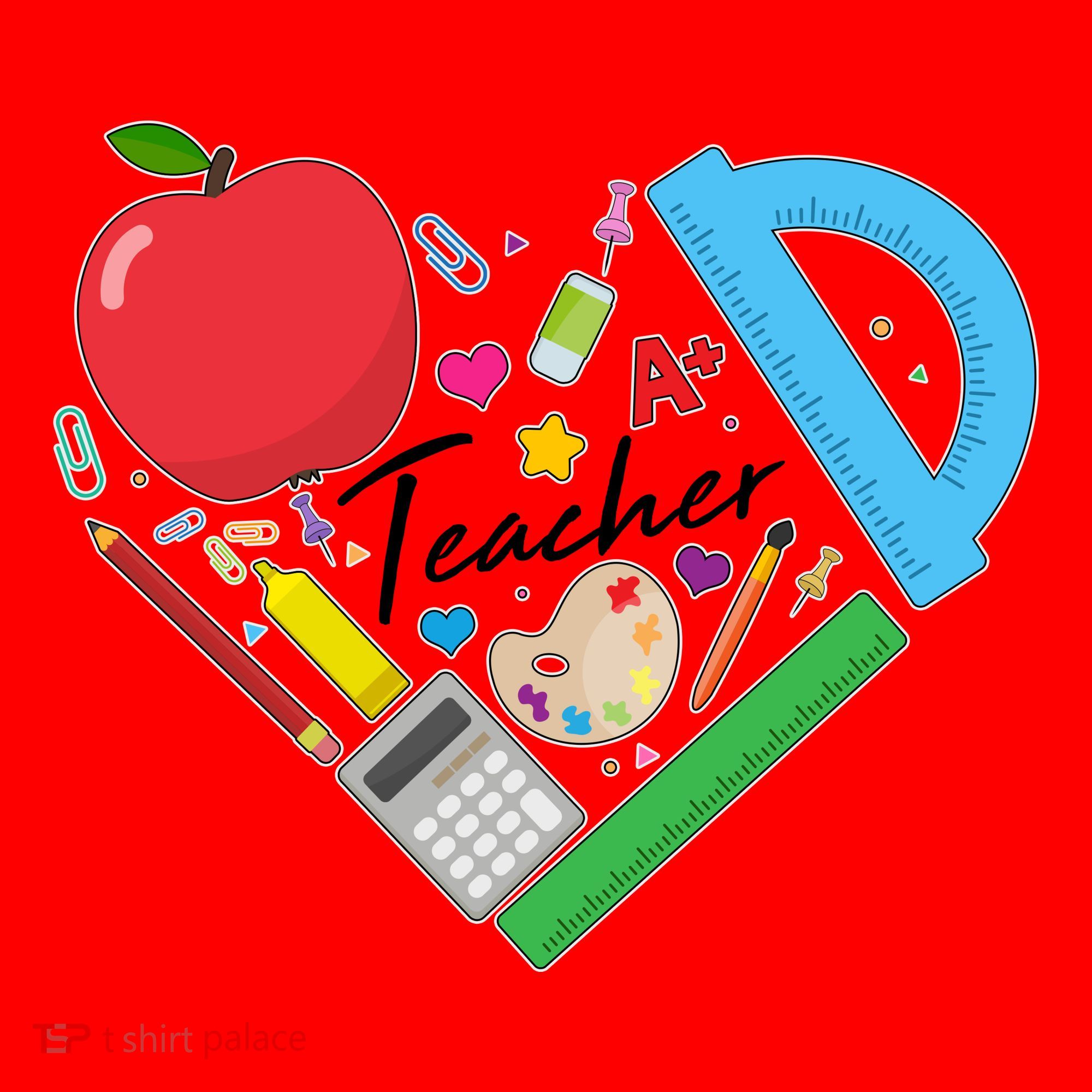 Cute Cool Teacher School Tools Heart Santa Hat