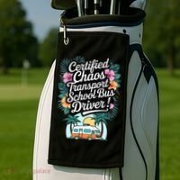 Certified Chaos Transport School Bus Driver DAD Teacher Golf Towel thumb 2