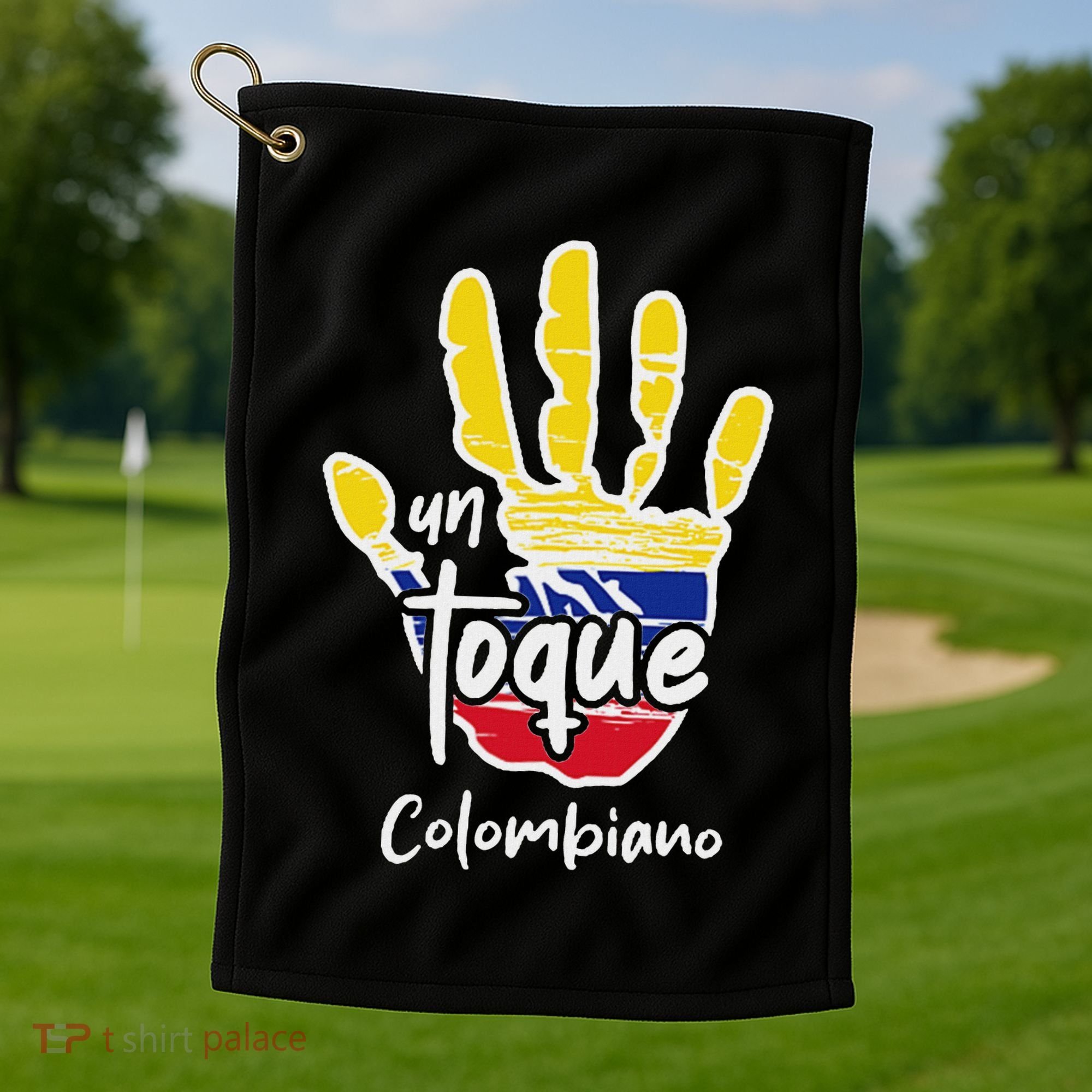 Colombia Colombian Touch Flag Hand Un Toque Golf Towel