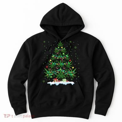Cannabis Christmas Tree Xmas Funny Smoking Weed Marijuana Hoodie
