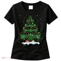 Cannabis Christmas Tree Xmas Funny Smoking Weed Marijuana Women's T-Shirt thumb 0